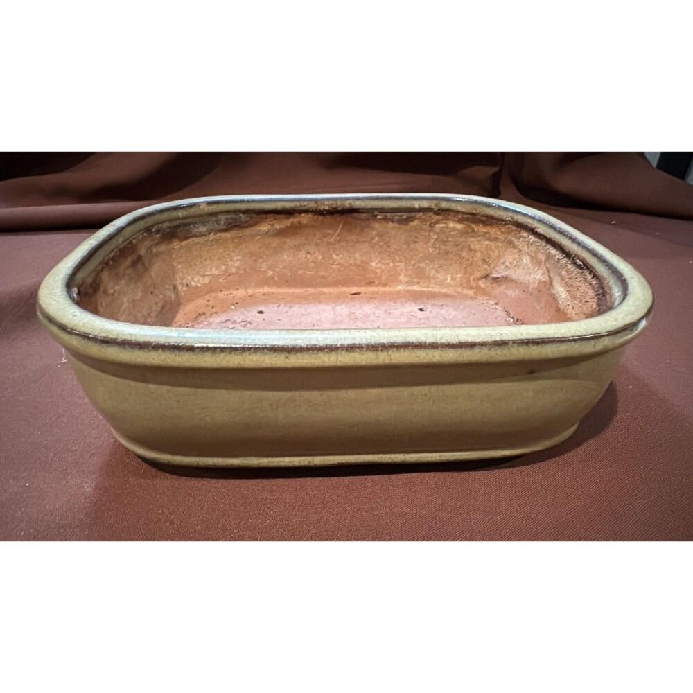 Olive Green Ceramic Bonsai Pot Rectangle